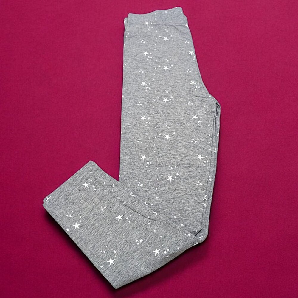 Pepco Full length Soft Cotton leggings Skinny Fit stretchy Grey with Stars NWOT